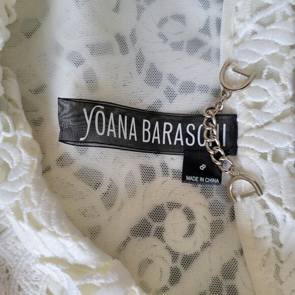 Yoana Baraschi White Lace Jacket Cropped Semi Sheer Scalloped Women 8 - Picture 10 of 14